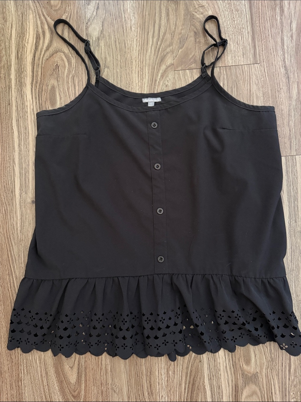 Charlotte Russe Navy Eyelet Ruffle-Hem Camisole